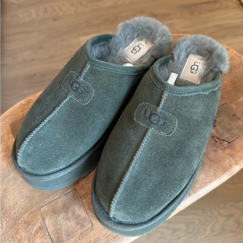 UGG Women's Dark Green Suede Slipper Clogs